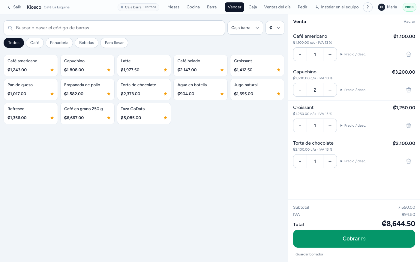 Punto de venta de GoData Facturación